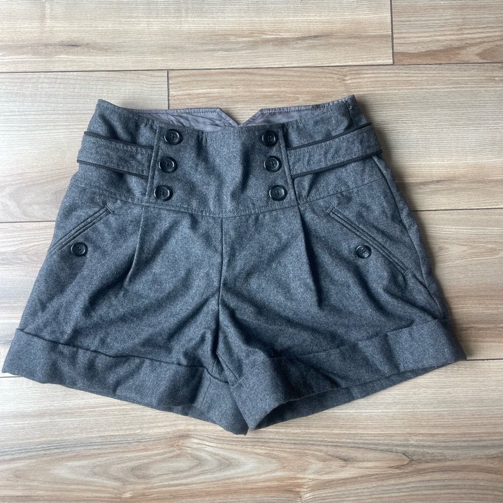 Cidra by Anthropologie Charcoal Gray High Waist Tailored Shorts size 6